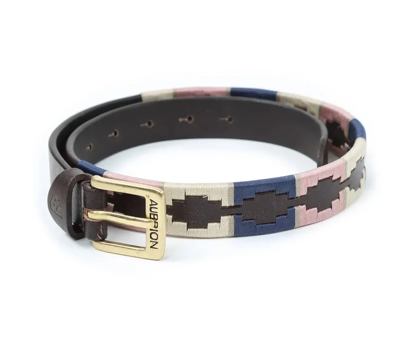 Shires Aubrion Drover Polo Belt in Pink and Navy