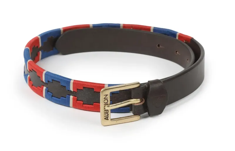 Aubrion Drover Skinny Polo Belt in Navy and Red