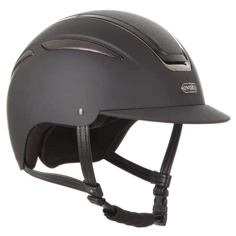 evoke Callisto Classic Peak Riding Hat in Black Carbon with Gunmetal-2
