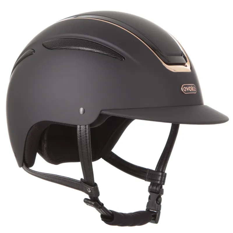 evoke Callisto Classic Peak Riding Hat in Black with Rose Gold-2