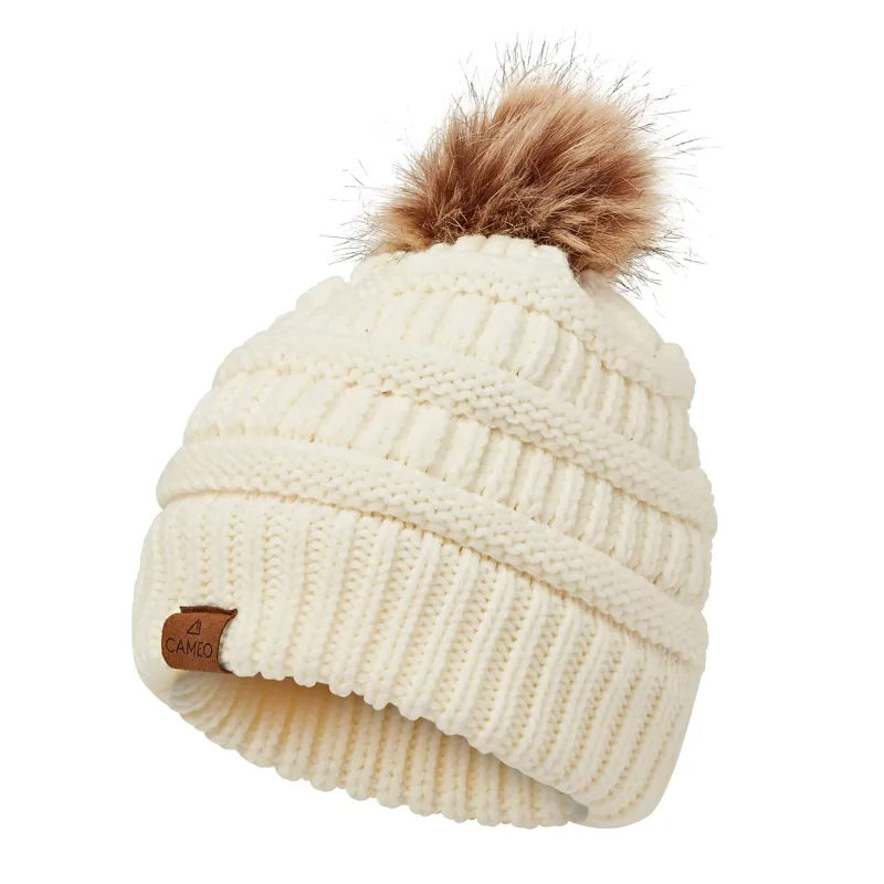 Cameo Winter Bobble Hat in Cream
