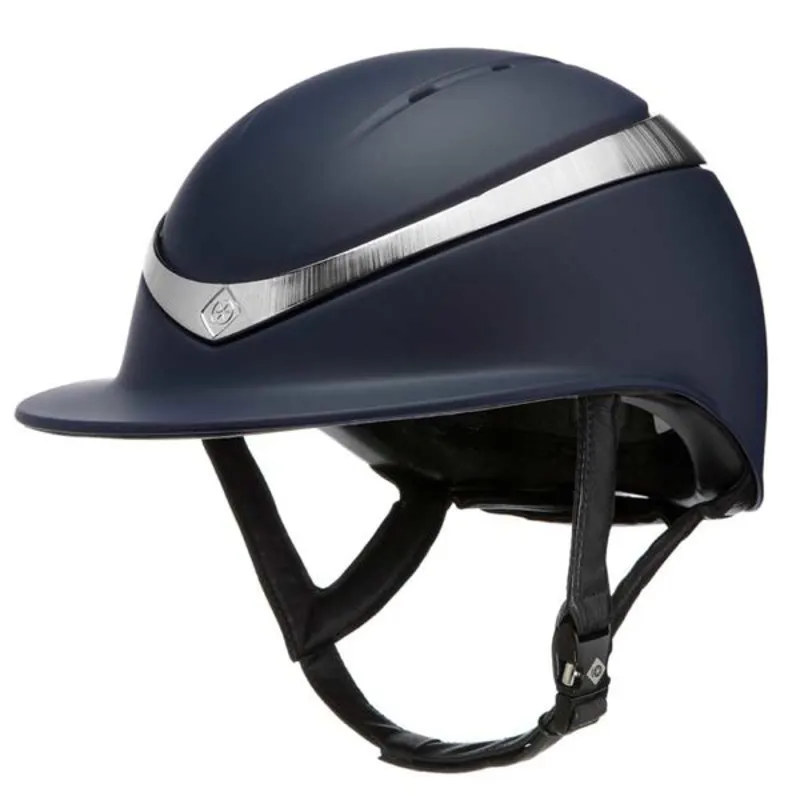 Charles Owen Halo Riding Hat in Navy Matte with Platinum