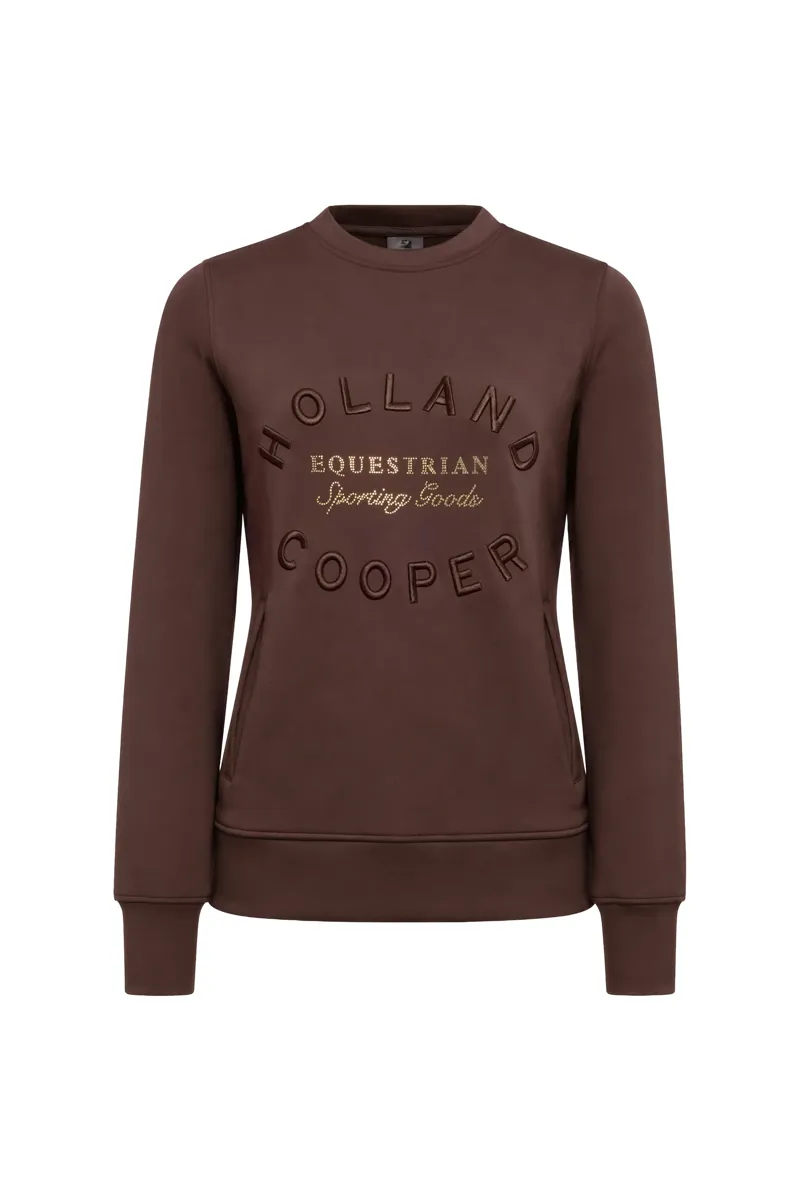 Holland Cooper Crystal Crew Neck Sweat Ladies in Walnut-5