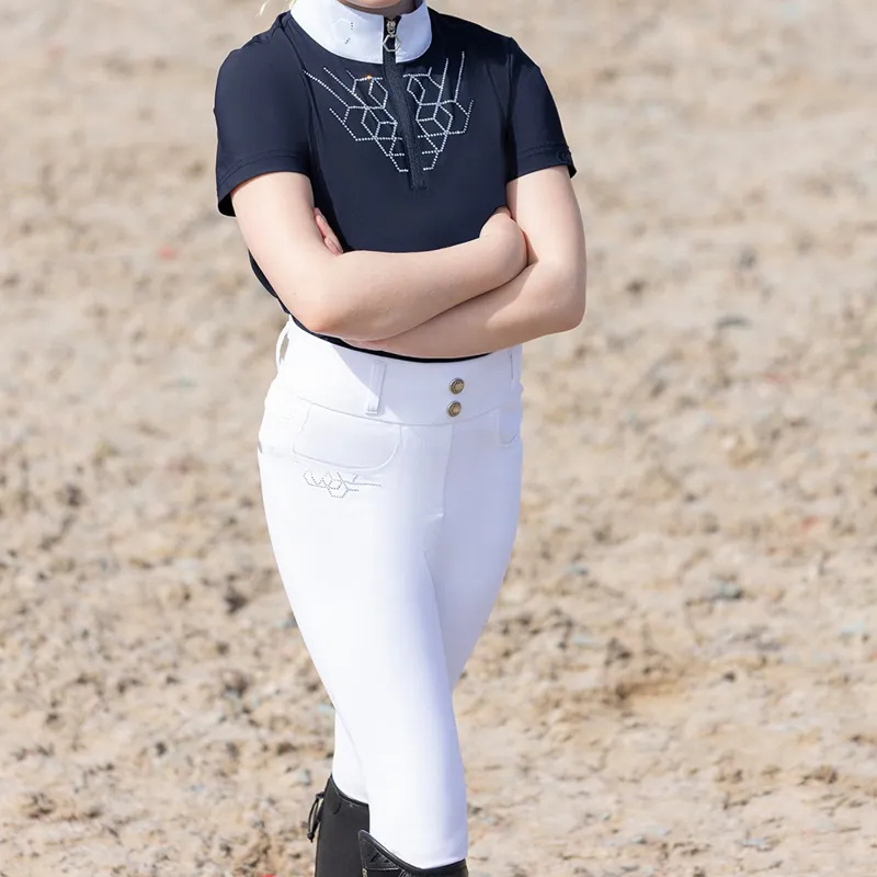 Coldstream Ledmore Diamante Riding Tights Juniors in White-1