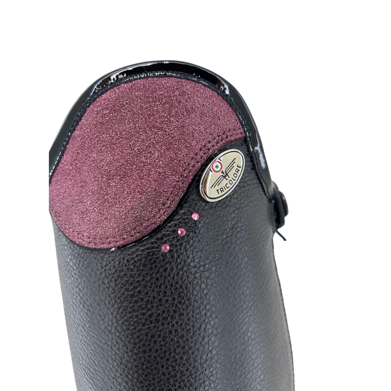 DeNiro Salentino Tall Riding Boots in Black with Pink Purgina Glitter-1