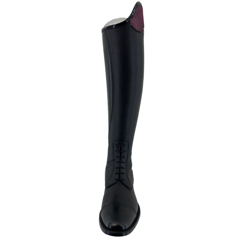 DeNiro Salentino Tall Riding Boots in Black with Pink Purgina Glitter-2