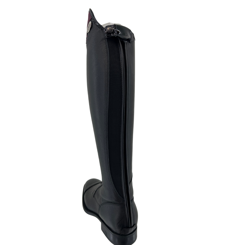 DeNiro Salentino Tall Riding Boots in Black with Pink Purgina Glitter-4