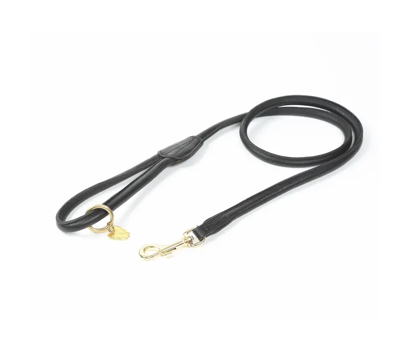 Digby and Fox Rolled Leather Lead Black
