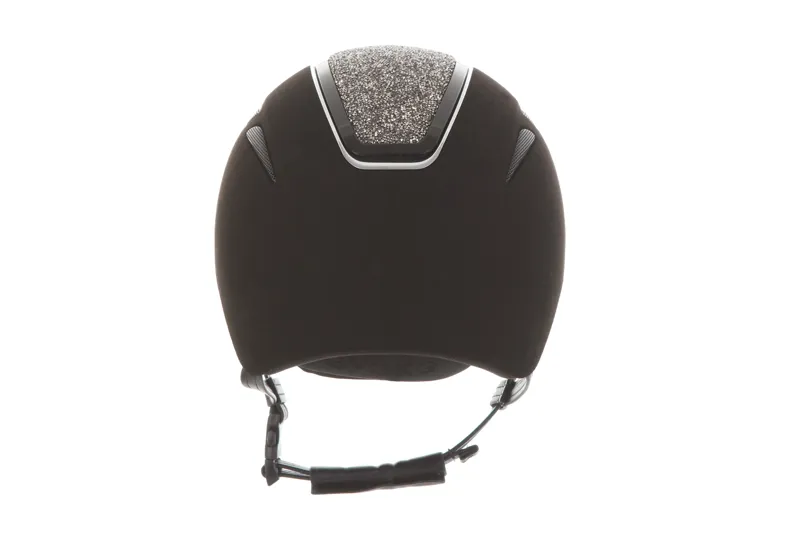evoke Callisto Classic Peak Riding Hat in Black Suede with Marcasite Crystal-2