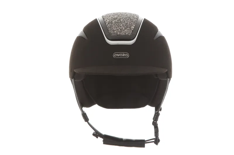 evoke Callisto Classic Peak Riding Hat in Black Suede with Marcasite Crystal