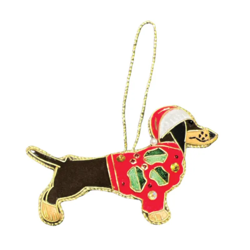 Equetech Dachshund Beaded Embroidered Christmas Tree Decoration