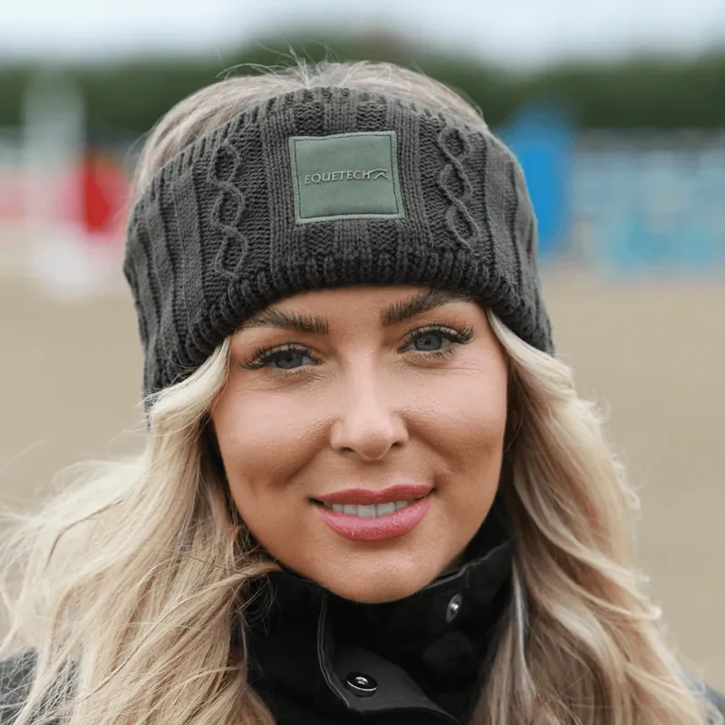 Equetech Reknit Recycled Cable Knit Headband in Alpine Green-2