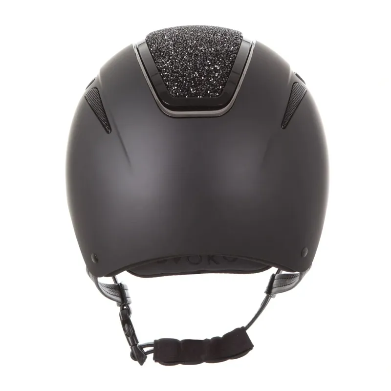 Evoke Callisto Classic Peak Riding Hat in Black and Black Crystal-3