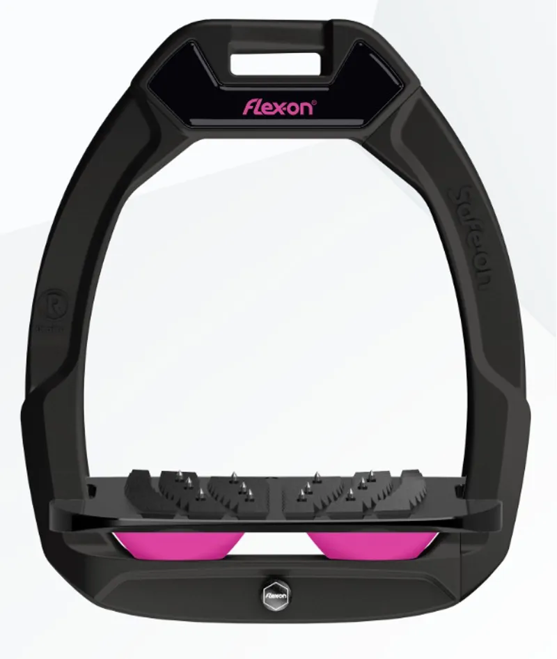 Flex-On Safe-On Stirrups Inclined in Black/Black/Pink