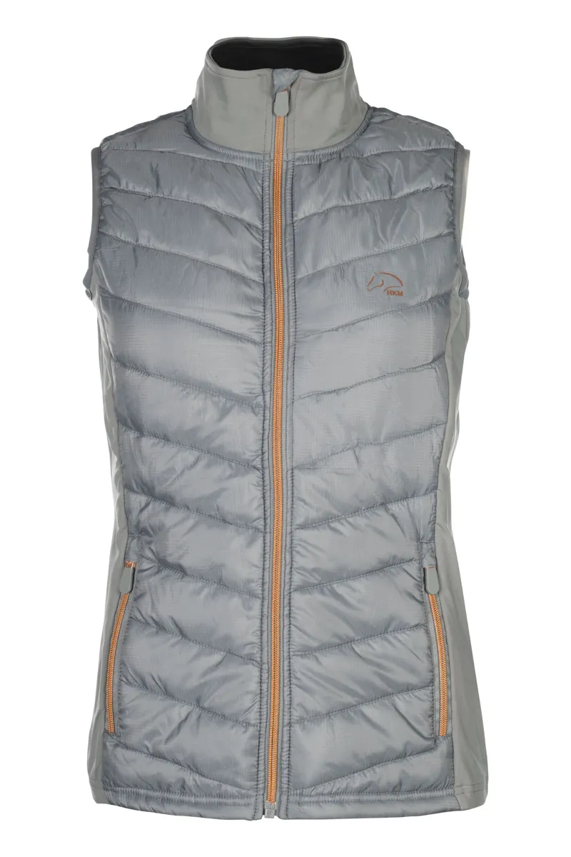 HKM Basel Ladies Jersey/Nylon Gilet - Grey and Rose Gold