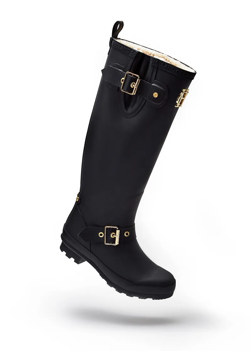 Holland Cooper Sherpa Lined Regency Wellington in Matte Black-4