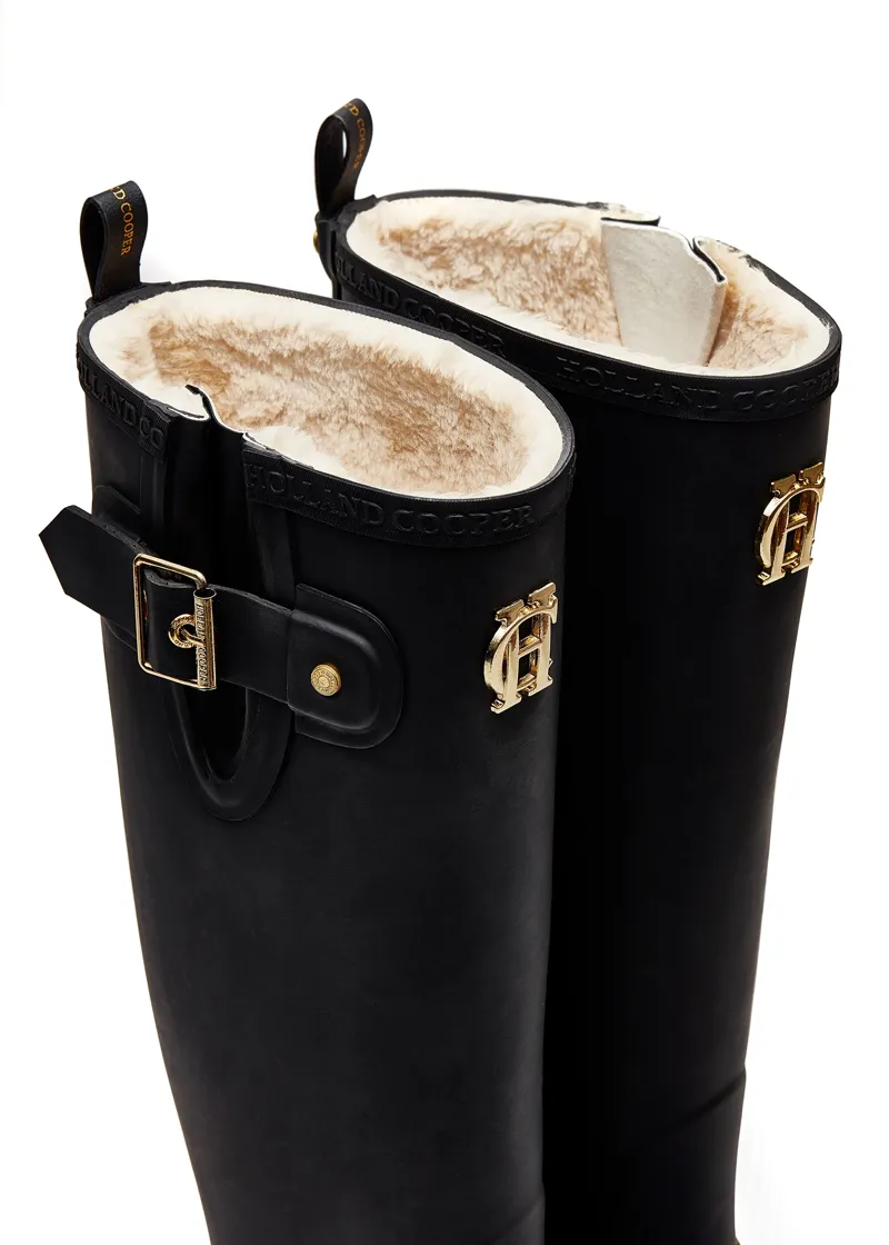 Holland Cooper Sherpa Lined Regency Wellington in Matte Black-3
