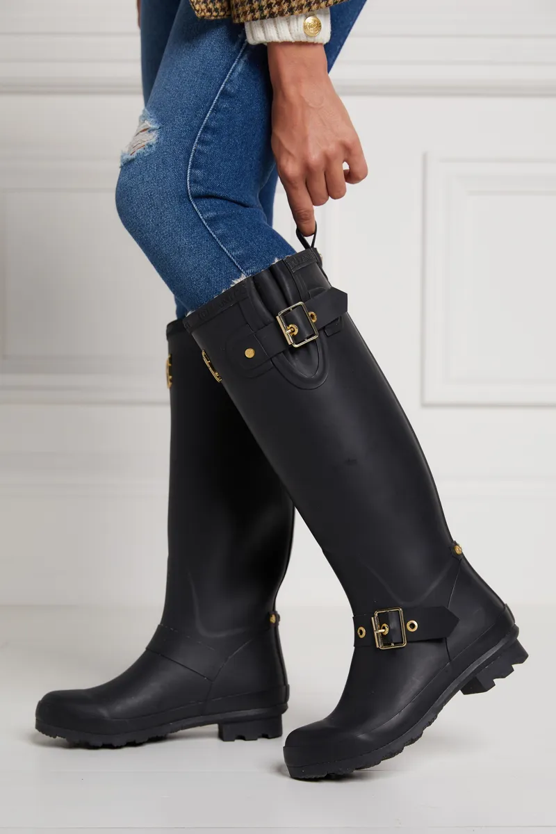 Holland Cooper Sherpa Lined Regency Wellington in Matte Black-10
