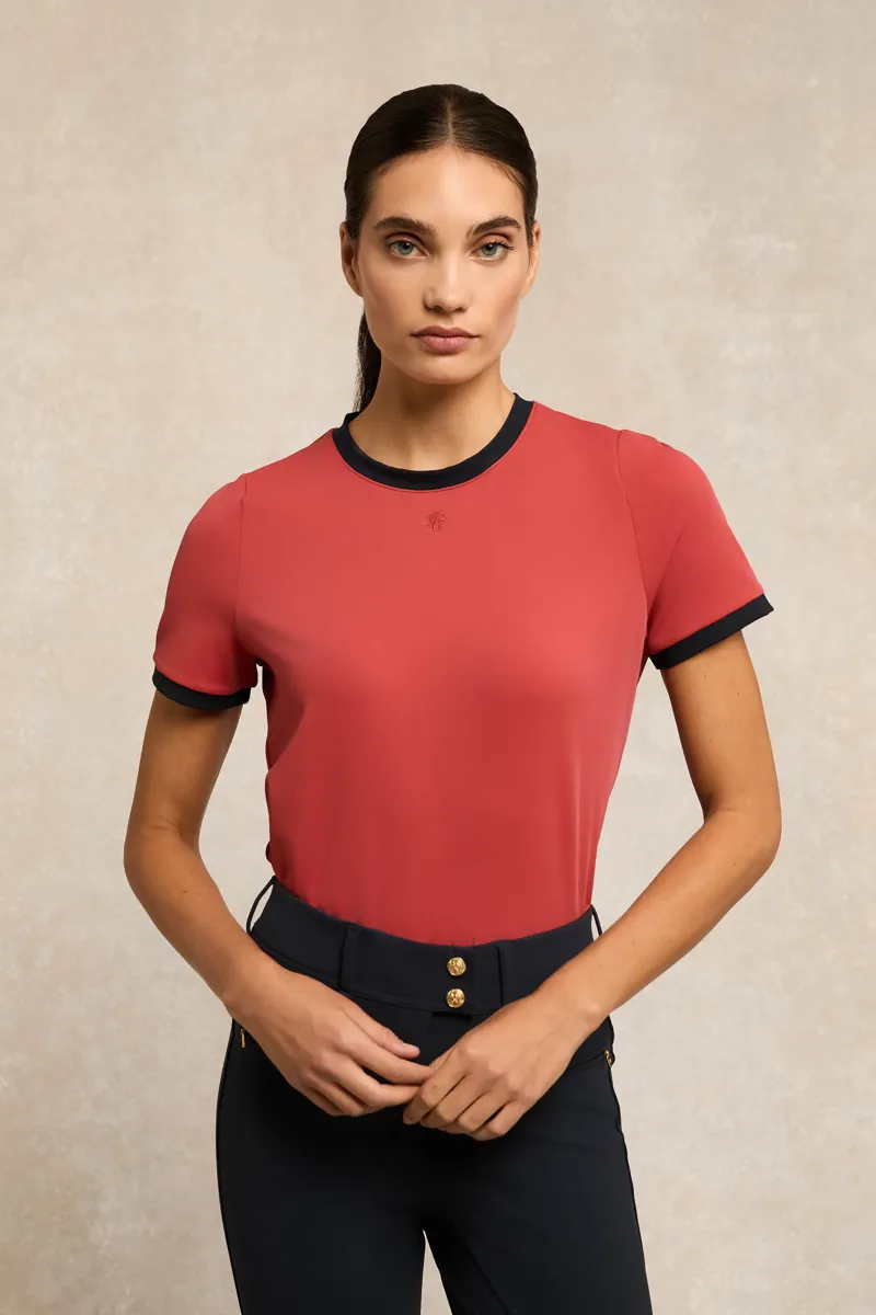 Holland Cooper Chiltern Ringer Tee Ladies in Washed Red