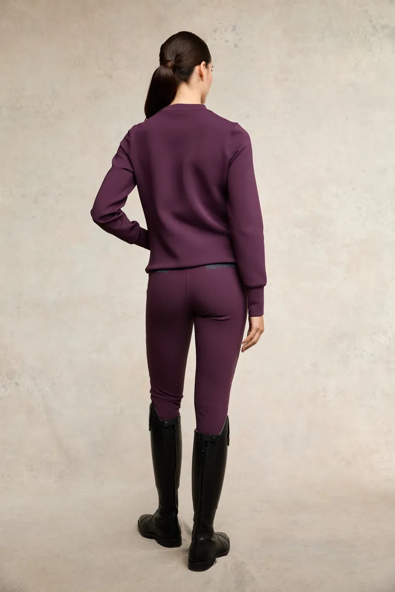 Holland Cooper Crystal Crew Neck Sweat Ladies in Aubergine-2