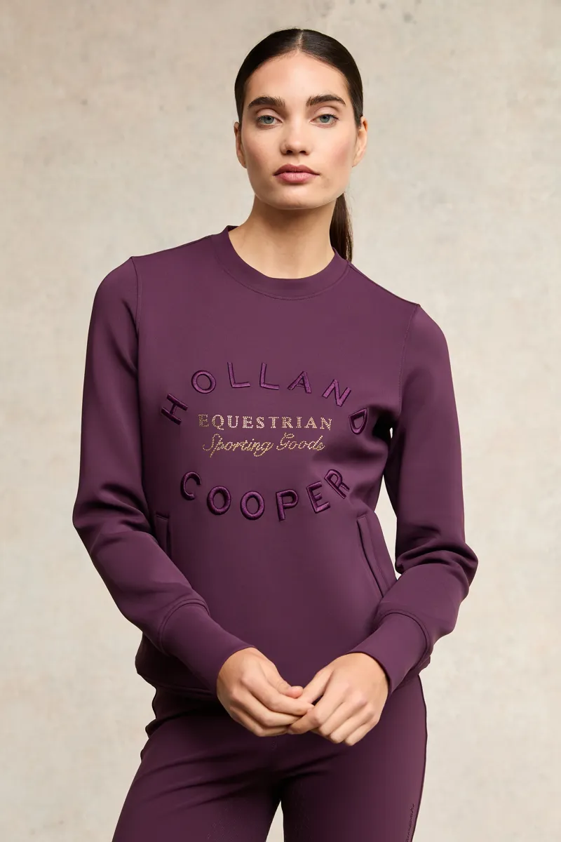 Holland Cooper Crystal Crew Neck Sweat Ladies in Aubergine