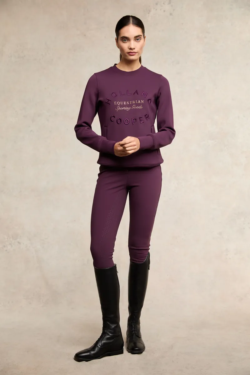 Holland Cooper Crystal Crew Neck Sweat Ladies in Aubergine-1
