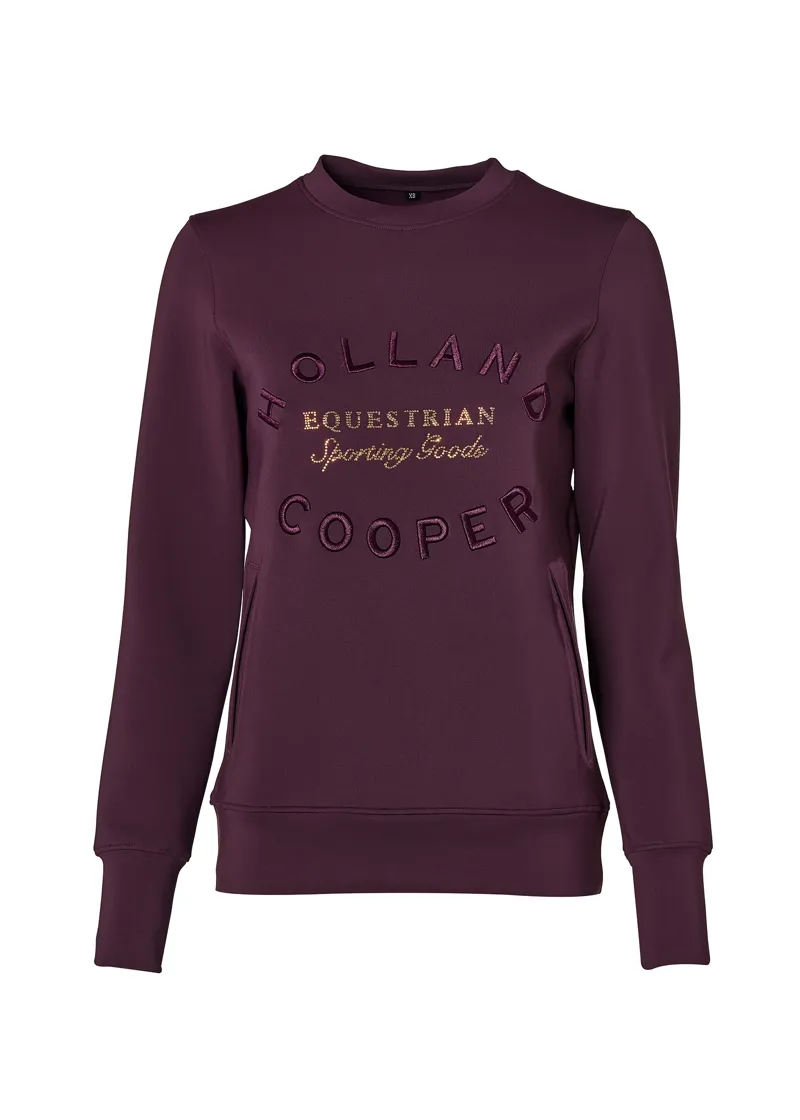 Holland Cooper Crystal Crew Neck Sweat Ladies in Aubergine-3