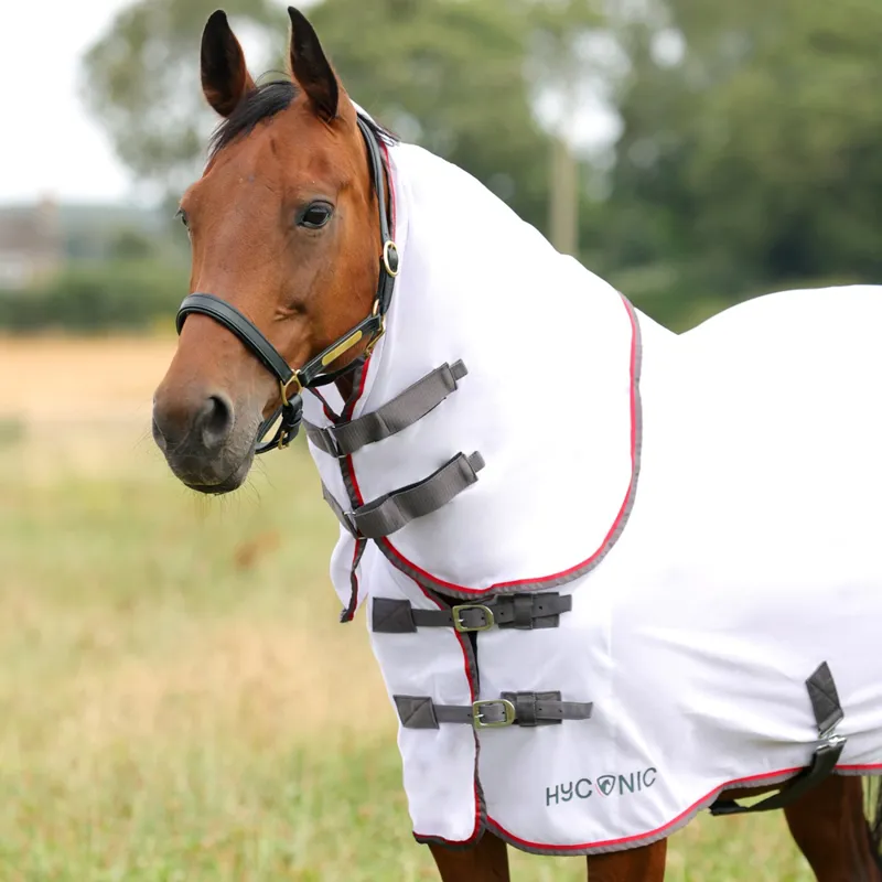 Hy Equestrian HYCONIC Fly Rug with Detachable Neck - White-2