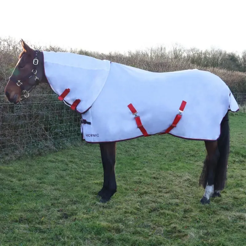 Hy Equestrian HYCONIC Fly Rug with Detachable Neck - White-6