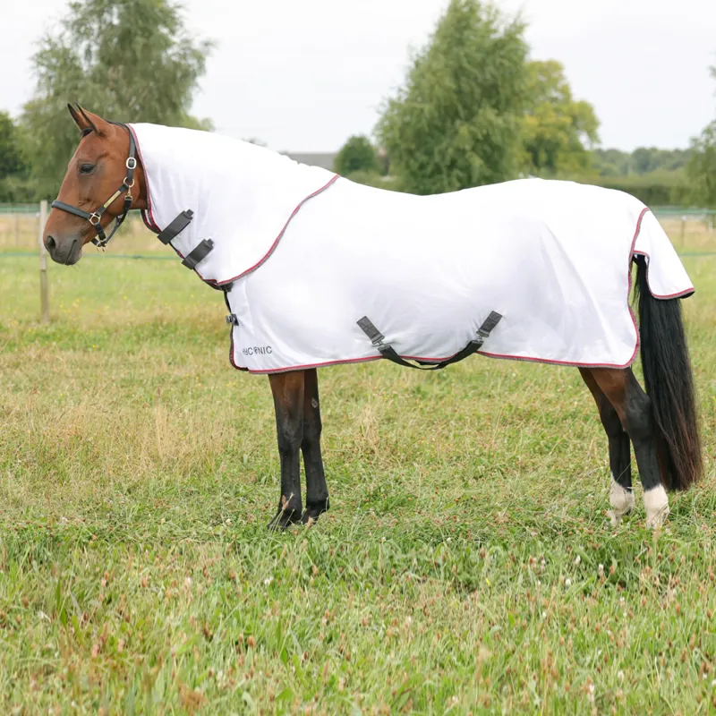 Hy Equestrian HYCONIC Fly Rug with Detachable Neck - White