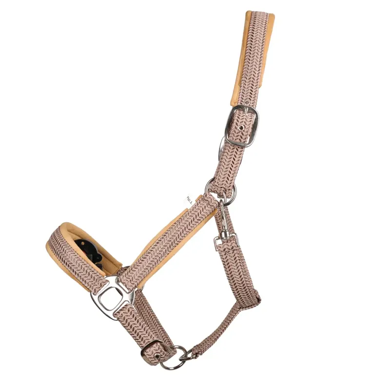 Hy Equestrian Mermaid Shimmer Head Collar And Lead Rope Set in Taupe