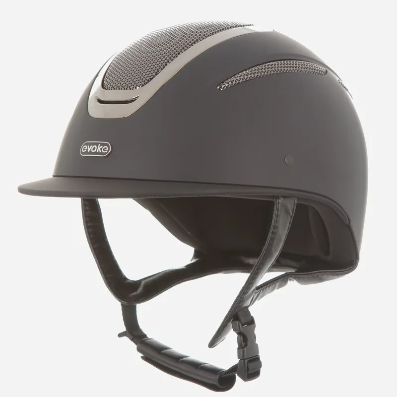 Evoke Elara Classic Peak Riding Helmet in Black and Gunmetal-2