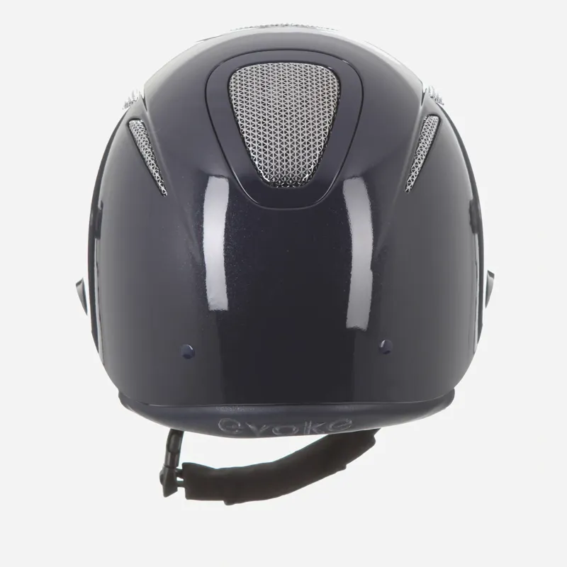 Evoke Elara Wide Peak Riding Helmet in Navy Metallic with Silver Chrome-3
