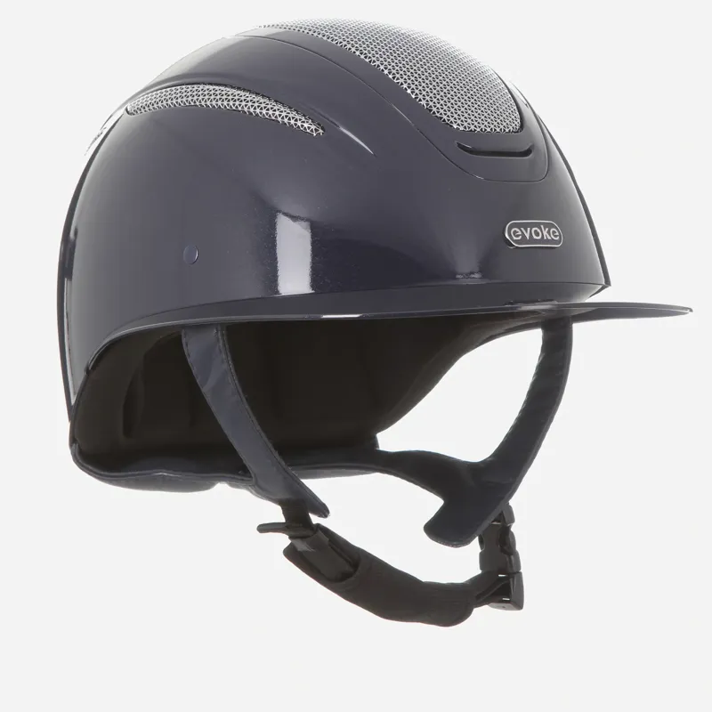 Evoke Elara Wide Peak Riding Helmet in Navy Metallic with Silver Chrome-4