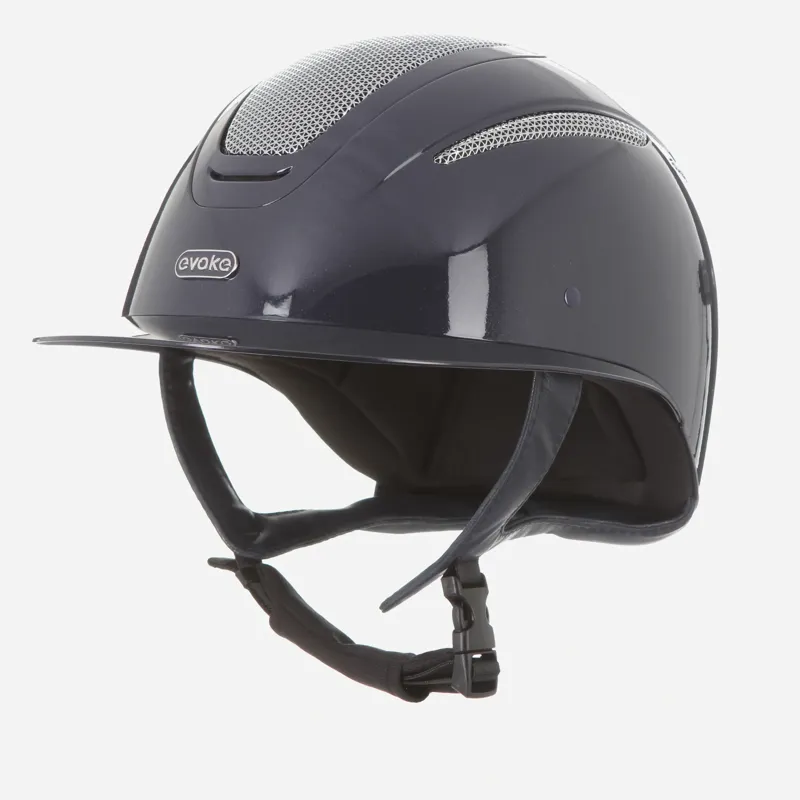 Evoke Elara Wide Peak Riding Helmet in Navy Metallic with Silver Chrome-2