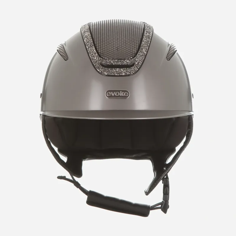 Evoke Elara Classic Peak Riding Hat in Graphite Marcasite Crystal Frame