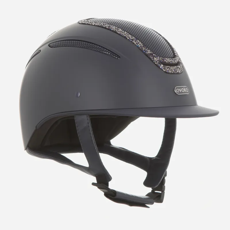 Evoke Elara Classic Peak Riding Helmet in Navy with Navy Crystal-3