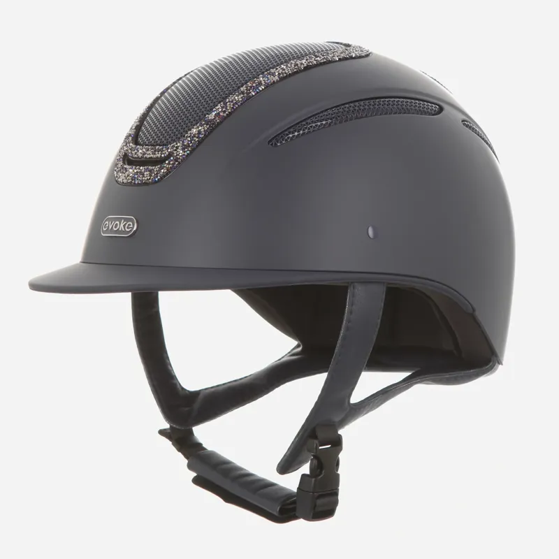Evoke Elara Classic Peak Riding Helmet in Navy with Navy Crystal-2