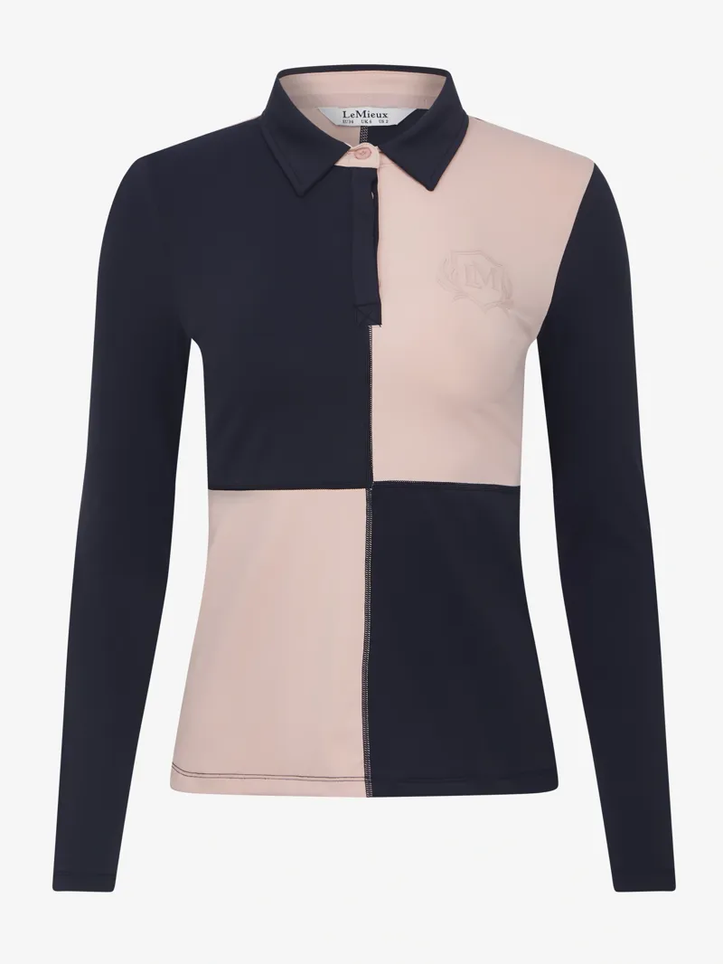 LeMieux Harlequin Rugby Base Layer Ladies in Petal and Navy-3