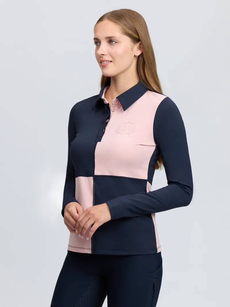 LeMieux Harlequin Rugby Base Layer Ladies in Petal and Navy