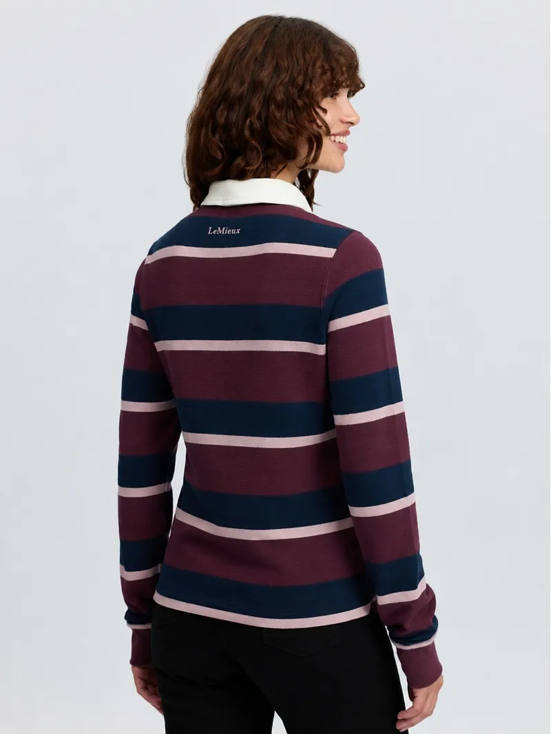 LeMieux Sloane Stripe Rugby Shirt Ladies in Bramble-6