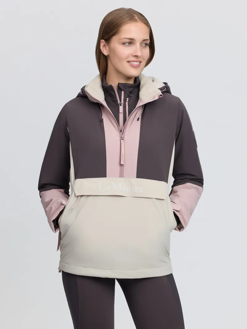 LeMieux Phoebe Half Zip Waterproof Anorak Ladies in Wild Rose