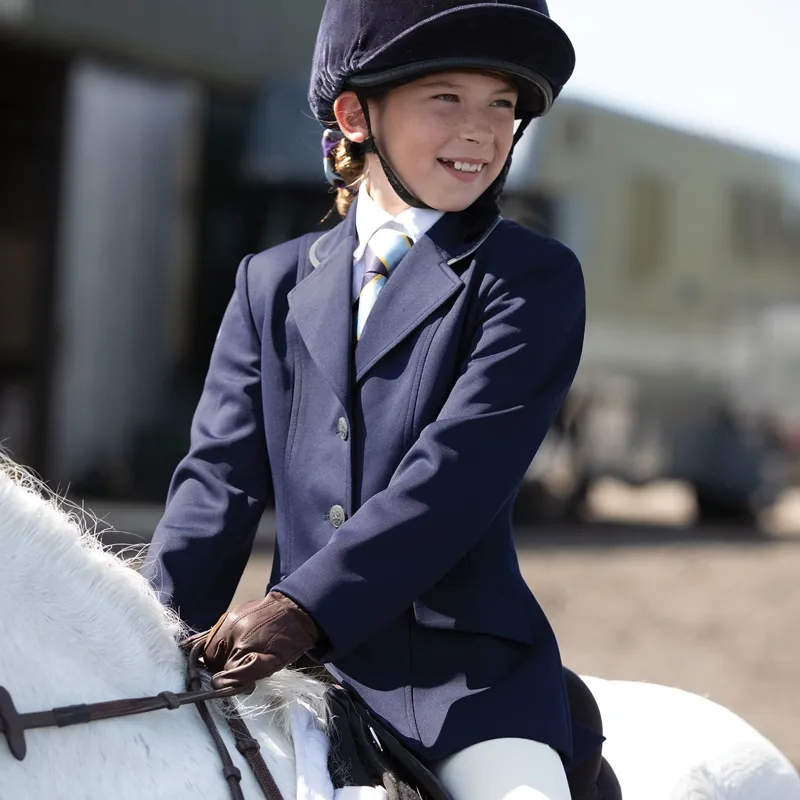 Equetech Junior Jersey Deluxe Show Jacket in Navy-2