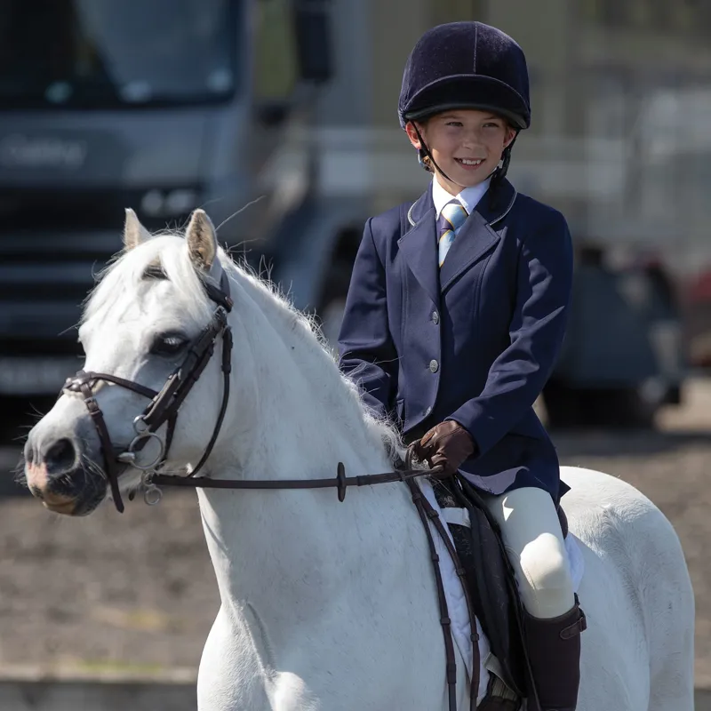Equetech Junior Jersey Deluxe Show Jacket in Navy-3