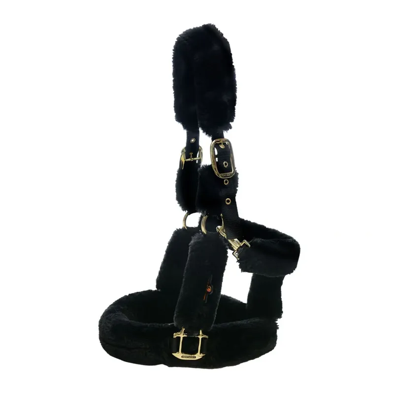 Kentucky Horsewear Sheepskin Travel Headcollar in Black-1