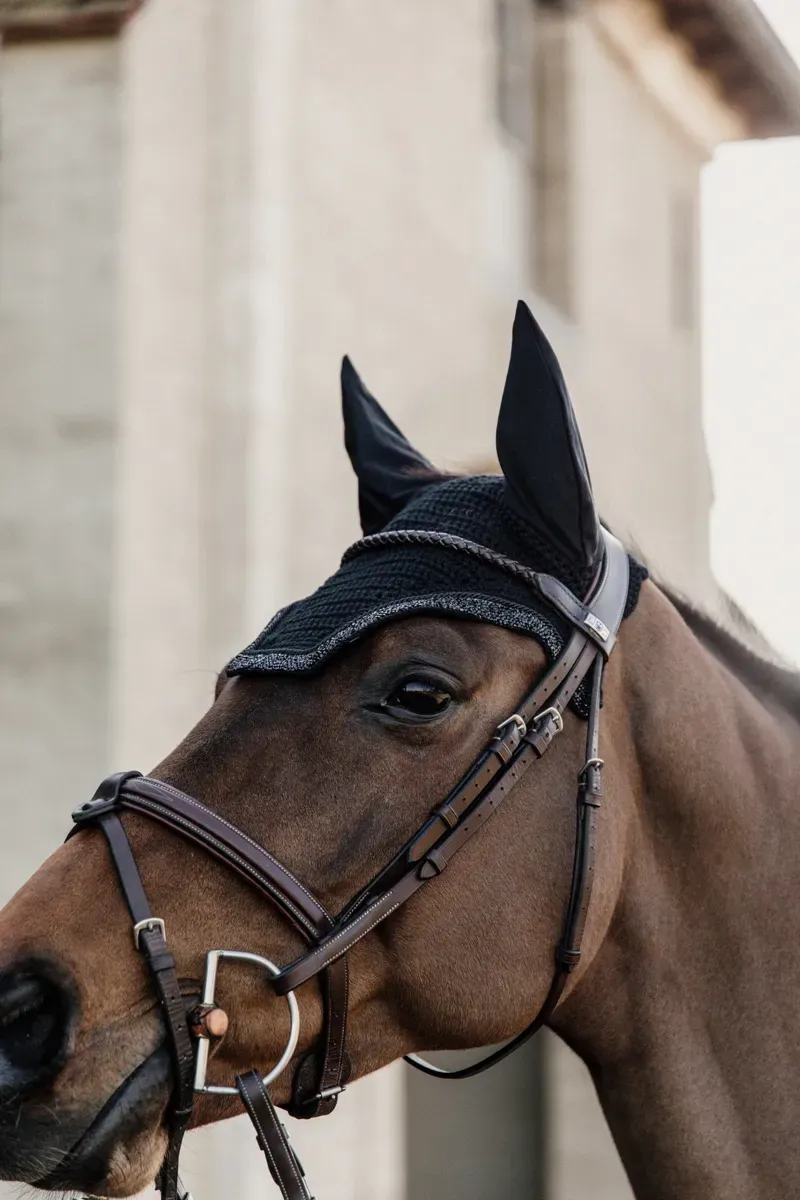 Kentucky Horsewear Wellington Glitter Stone Fly Veil in Black-1