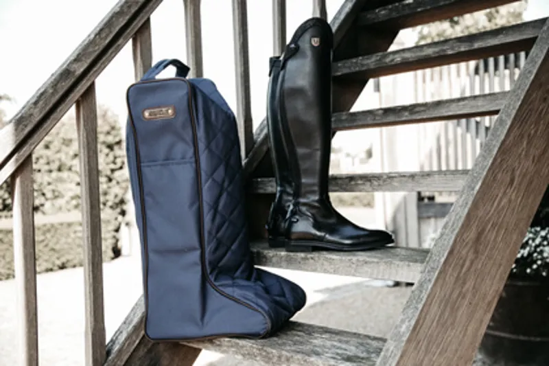 Kentucky Padded Boot Bag with Faux Fur in Navy-1