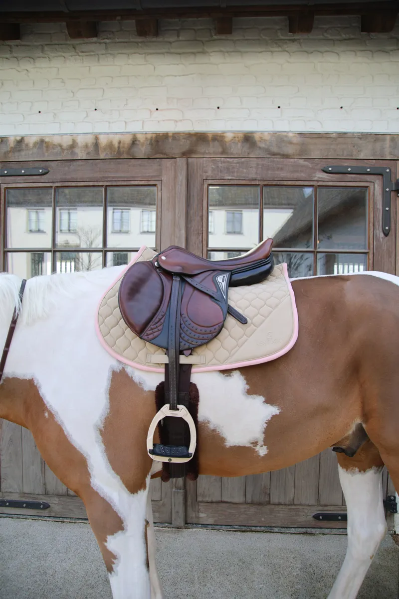 Kentucky Softshell Onion Quilt Jumping Saddle Pad in Beige and Old Rose-3