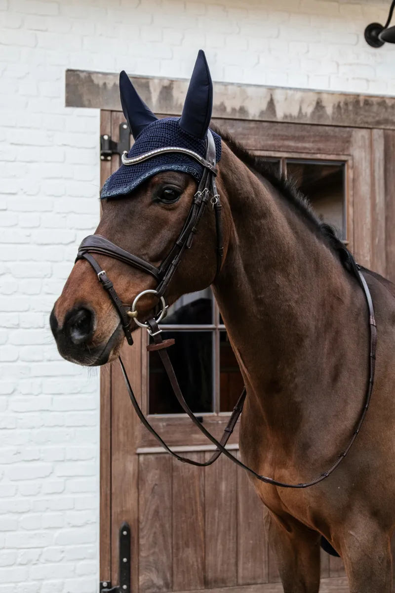 Kentucky Soundless Wellington Fly Veil with Glitter Stone in Dark Navy-4