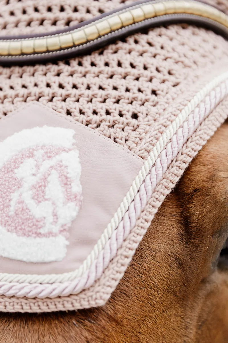 Kentucky Wellington Fly Veil with 3D Logo Rope in Old Rose-2